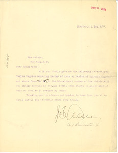 Letter from J. S. Allee to Crisis