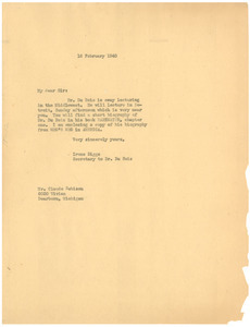 Letter from Ellen Irene Diggs to Claude Robinson
