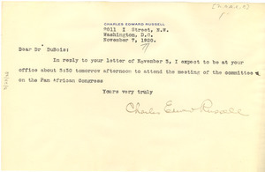 Letter from Charles E. Russell to W.E.B. Du Bois