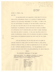 Letter from W. E. B. Du Bois to United States Bureau of Labor [fragment]
