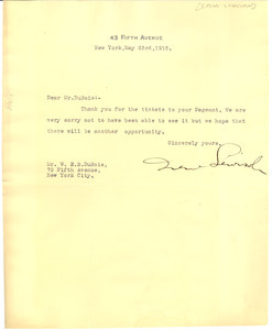 Letter from Irene Lewisohn to W. E. B. Du Bois