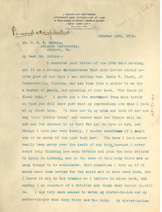 Letter from J. Douglas Wetmore to W. E. B. Du Bois