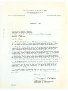 Letter from Cleveland Museum of Art to W. E. B. Du Bois