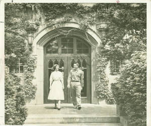 Couple On Steps of Alumni Hall, ca. 1961