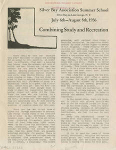 Silver Bay Association Summer School pamphlet (1936)