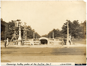 Covering trolley poles at the incline, section 1