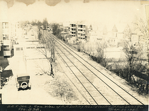 General view of railroad looking toward Centre Street from Welles Avenue