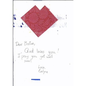 "God Loves You" card from a California student