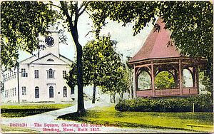 The Square showing Old South Church, Reading, Mass. built 1817