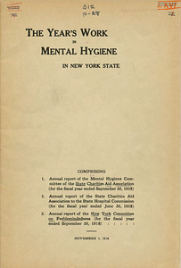 The year's work in mental hygiene in New York State