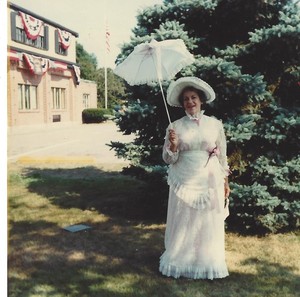 Helenn Cobb in costume for the Town of Plainville 75th Anniversary Diamond Jubilee parade