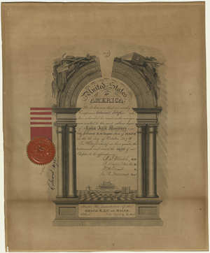 Royal Arch certificate issued to Edward Taylor, 1874 October 22