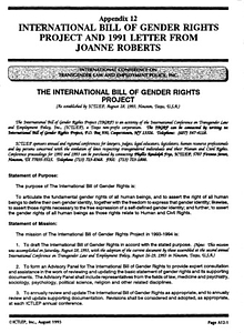 Appendix 12: International Bill of Gender Rights Project and 1991 Letter from JoAnn Roberts