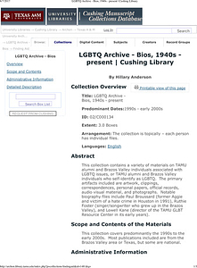 LGBTQ Archive - Bios, 1940s - present