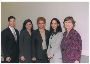 Suffolk University Professor Valerie Epps (Law) and other organizers of the 1999 Donahue Lecture
