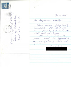 Correspondence between John Joseph Moakley and a Braintree resident regarding busing, 10-15 December 1975