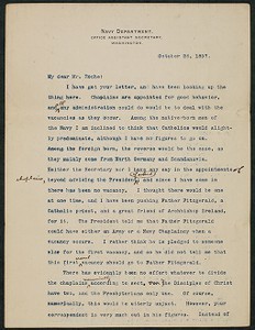 Letter, October 26, 1897, Theodore Roosevelt to James Jeffrey Roche