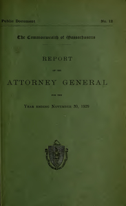 Report of the attorney general for the year ending November 30, 1929