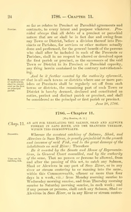 1786 Chap. 0011 An Act For Regulating The Salmon, Shad And Alew1Ve Fishery In Saco River, And The Branches Thereof, Within This Commonwealth.