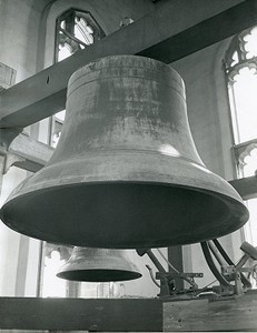 Gasson Hall interior: tower, two bells up close