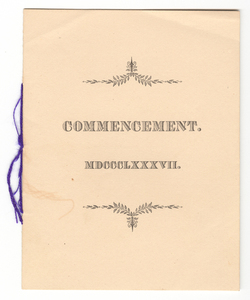 Amherst College Commencement program, 1887 June 29