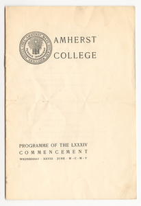 Amherst College Commencement program, 1905 June 28