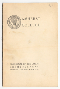 Amherst College Commencement program, 1907 June 26