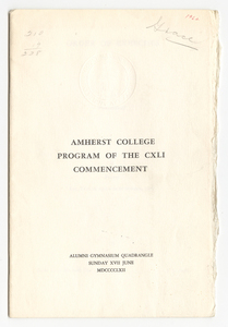 Amherst College Commencement program, 1962 June 17