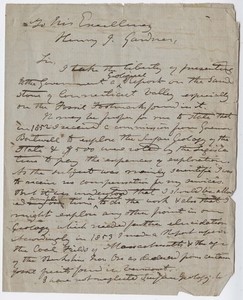 Edward Hitchcock letter to Governor Henry Gardner
