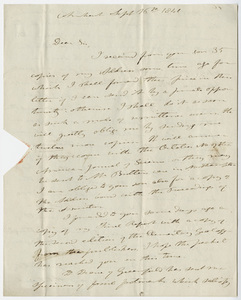 Edward Hitchcock letter to Benjamin Silliman, 1841 September 16