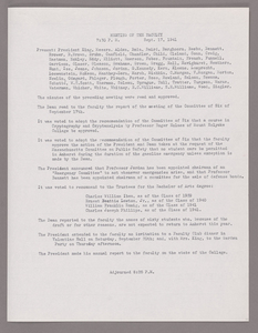 Amherst College faculty meeting minutes and Committe of Six meeting minutes 1941/1942