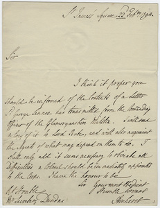 Jeffery Amherst letter to Henry Dundas 1794 February 22