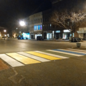 Rainbow crosswalk after hours