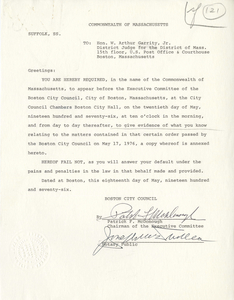 Correspondence between Patrick F. McDonough, Boston City Council Chairman, and Judge W. Arthur Garrity, May 1976