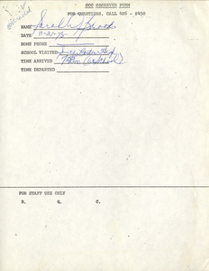 Citywide Coordinating Council daily monitoring report for South Boston High School by Sarah Brooks, 1975 November 21