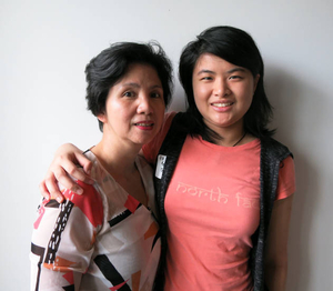 Rebecca Tran and her mother at the Chinese American Experiences Mass. Memories Road Show