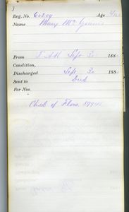 Tewksbury Almshouse Intake Record: McGinnis, Mary