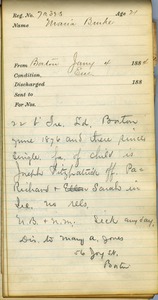 Tewksbury Almshouse Intake Record: Burke, Maria