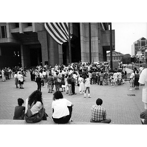 Puerto Rican gathering in Government Center.