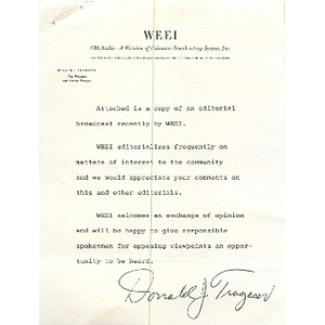 WEEI editorials, September, 1965.