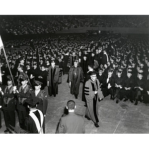 Procession of faculty to the stage during commencement ceremony, June 14, 1964