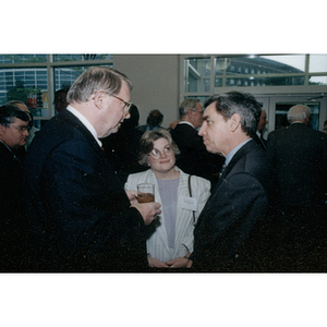 Neal Finnegan and President Freeland converse at the Honorary Degree Recipients' Dinner Reception