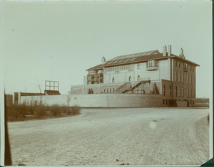 Exterior view of Fenway Court from dirt road, Boston, Mass., undated