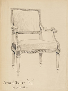 "Arm Chair "E" White & Gold"