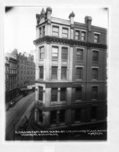 Buildings on east side Washington St. corner Hayward Place, north side, Hayward Place side of building, Boston, Mass., March 24, 1904