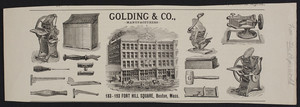 Advertisement for Golding & Co., manufacturers, 183-193 Fort Hill Square, Boston, Mass., undated