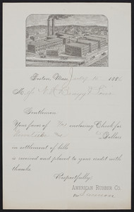 Receipt for the American Rubber Co., Boston, Mass., dated July 15, 1886