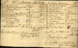 Billhead for Thomas Hancock, merchant, Boston, Mass., dated February 22, 1743
