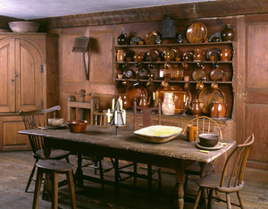 Pine Kitchen, showing table and shelves, Beauport, Sleeper-McCann House, Gloucester, Mass.