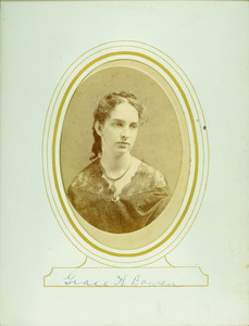 Head-and-shoulders studio portrait of Grace A. Bowen, facing slightly right, location unknown